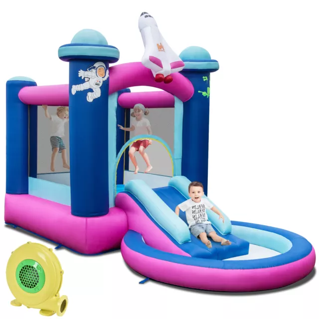 Kids Inflatable Jumping Castle Space-themed Bounce House Outdoor w/Ball Pit Pool