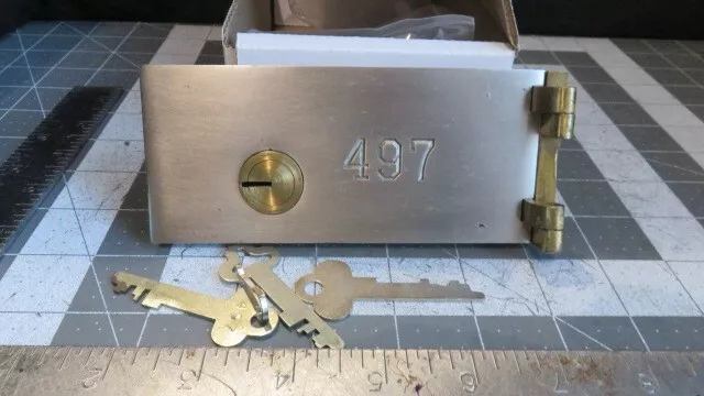 Antique L.L. Bates 1886 Safety Deposit Box Door, Hinges, 2 Op & 1 Guard Key #497