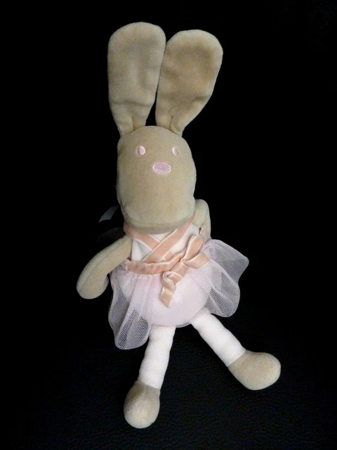P4. Doudou Peluche Corolle Lapin Rose Beige 1 Sans Son Tutu Lot De 2 Neuf*