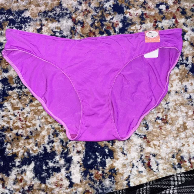 NWT FLIRTITUDE M SMOOTH Purple /Light Pink Trim Keyhole BACK BIKINI PANTIES