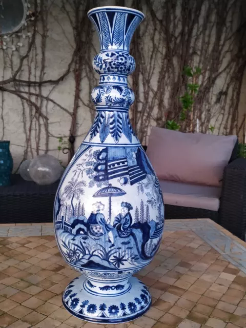Très Grand Vase en Faïence de Delft Ancien XVIIIeme Hauteur 55 cm