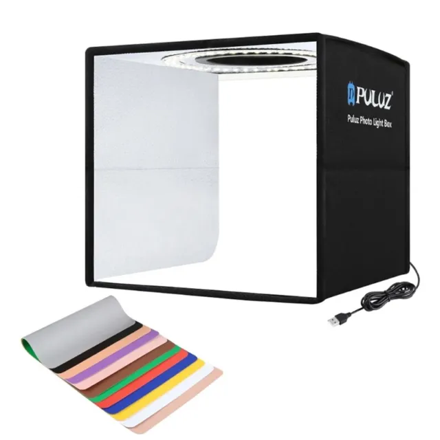 25cm Folding Photo-Studio Shooting Tent LED Light Box with 12 Colors Backdrops