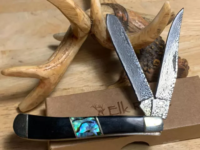 Elk Ridge Pakkawood / Abalone Trapper 3 3/4" Pocket Knife ER954DAB 3