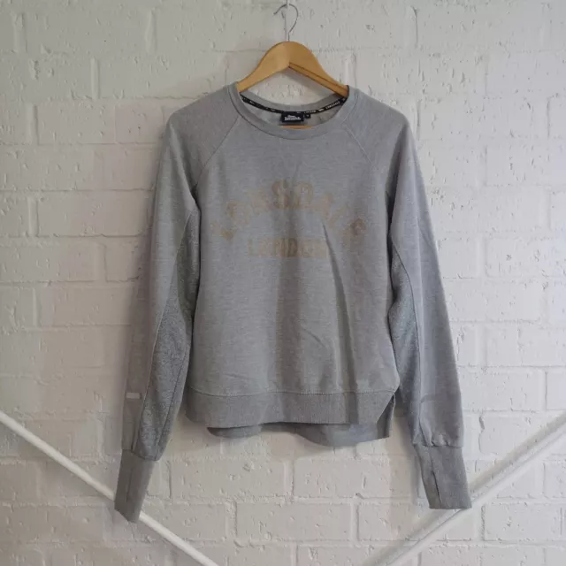 Lonsdale London Grey Crewneck Pullover Jumper Adult Womens Size 14 Long Sleeve