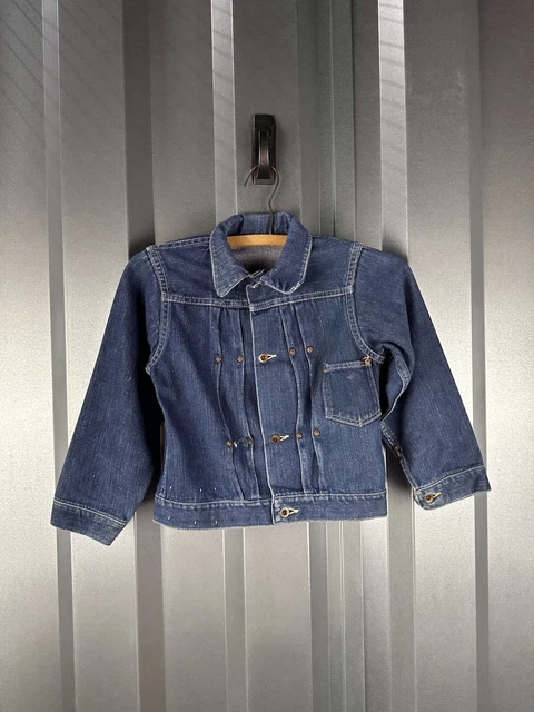 1950’s Vintage Youth Toddler Type 1 Selvedge Denim Jacket Very Rare One Pocket
