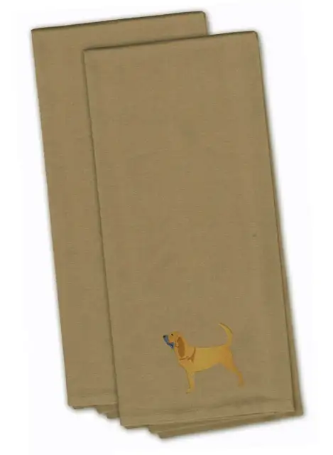 Bloodhound Tan Embroidered Towel Set of 2 BB3384TNTWE-S New