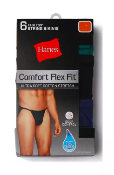 HANES NEW MEN'S Cotton Stretch String Bikinis Comfort Flex Fit