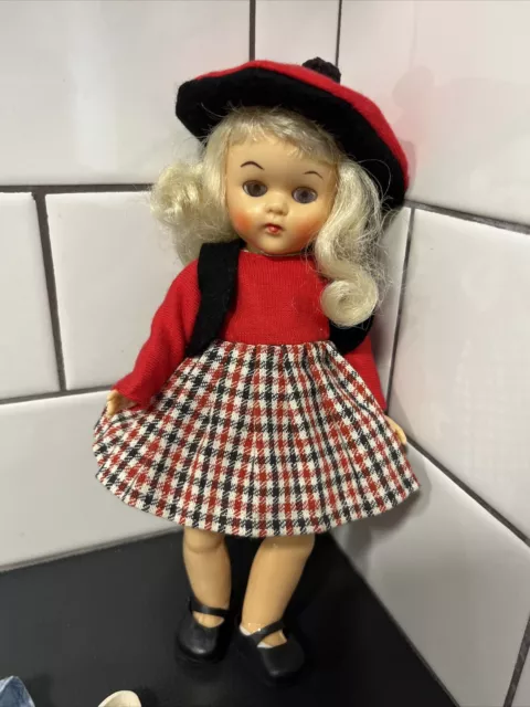 Vintage 1950s Unmarked Virga Ginny Doll With Lot of Vogue Clothes Shoes EUC