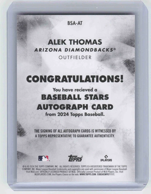 2024 TOPPS SERIES 1 BSAAT Alek Thomas Baseball Stars Auto 19.95