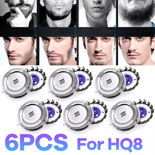 HQ8 Replacement Heads for Philips Norelco Aquatec Shavers HQ8 Heads -(Pack of 6)