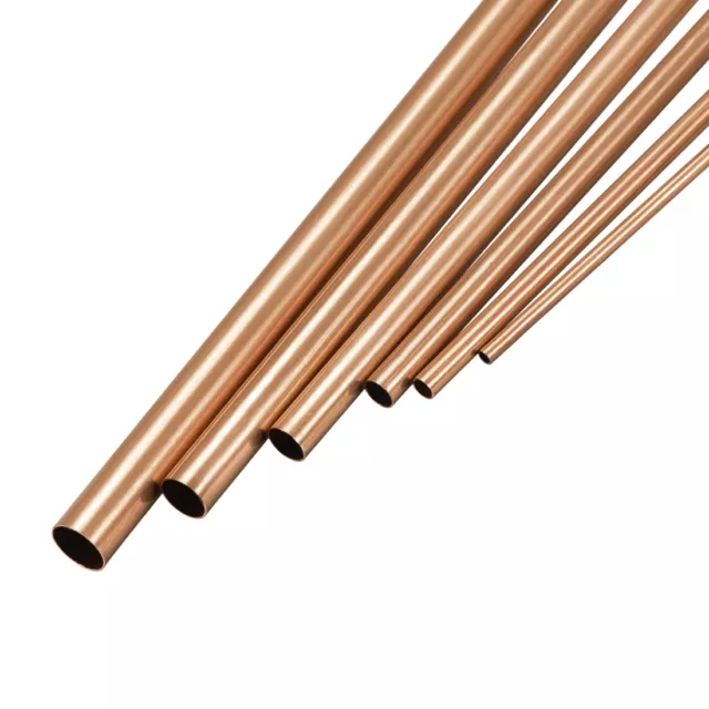 6Pcs Copper Tube Pipe 2mm-7mm OD x 0.2mm Wall Thickness 300mm Length Round