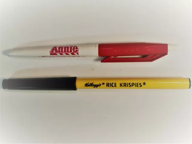 Vintage Advertising Pens - Annie The Movie, Kellogg's Rice Krispies
