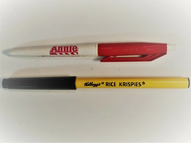 Vintage Advertising Pens - Annie The Movie, Kellogg's Rice Krispies