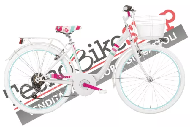 Bici Bicicletta Banbina Donna City Bike MBM Fleur 24" - 6 Velocità