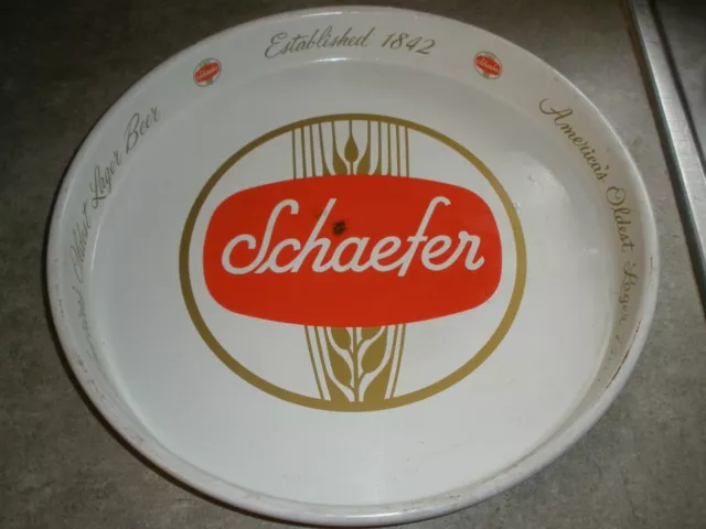 Schaefer America's Oldest Lager Beer Established 1842 13" Tin Litho Tray Cream