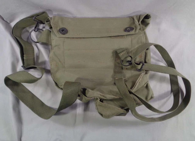 US Army Military M 17 Chemical Gas Mask Canvas Field Carry Bag w/ Decon Wipes