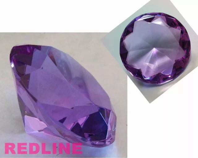 Round Crystal Diamond Paperweight Decor Light Purple  (3.25'' / 80 mm)