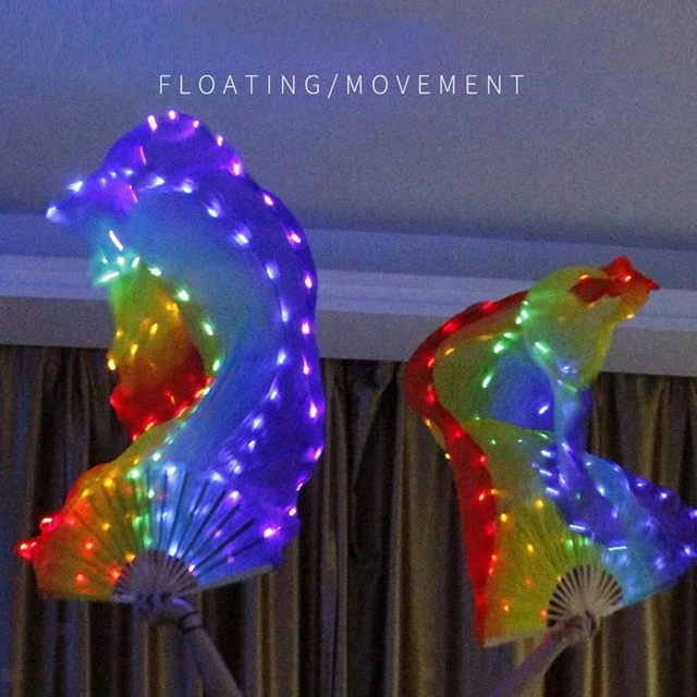 Women Rainbow Real Folding LED Belly Dance Fan s Stage Props
