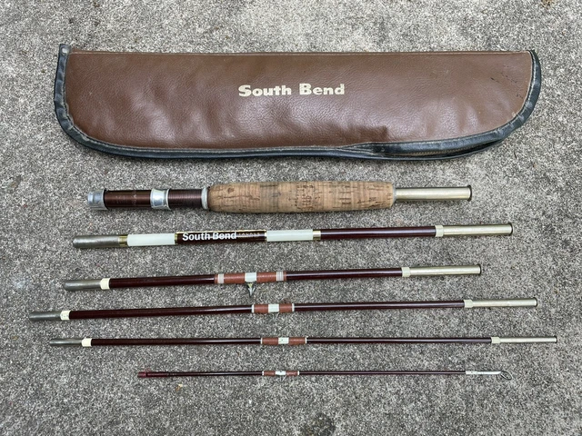 Vtg South-Bend Custom 370 Travel Fly Fishing Rod 6wt Pak Rod with Case USA Made