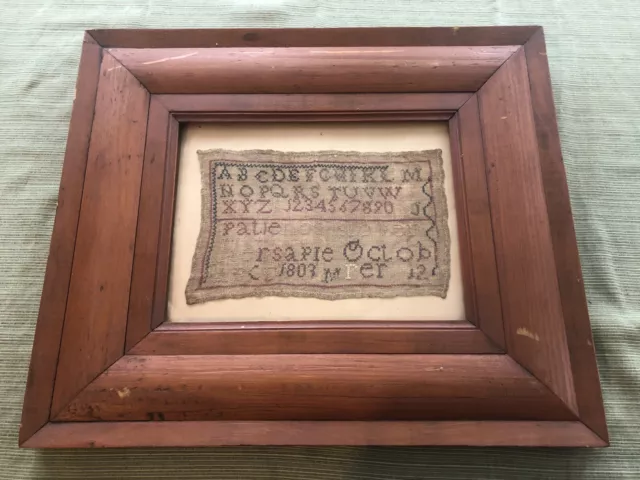 Antique 1803 English Linen Needlework Sampler