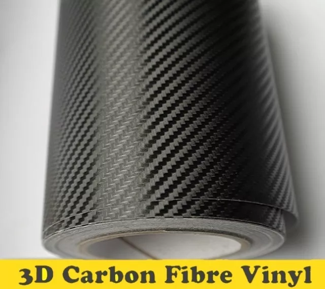 3D Carbon Fibre Vinyl Wrap (Air/Bubble Free) Black Multi sizes