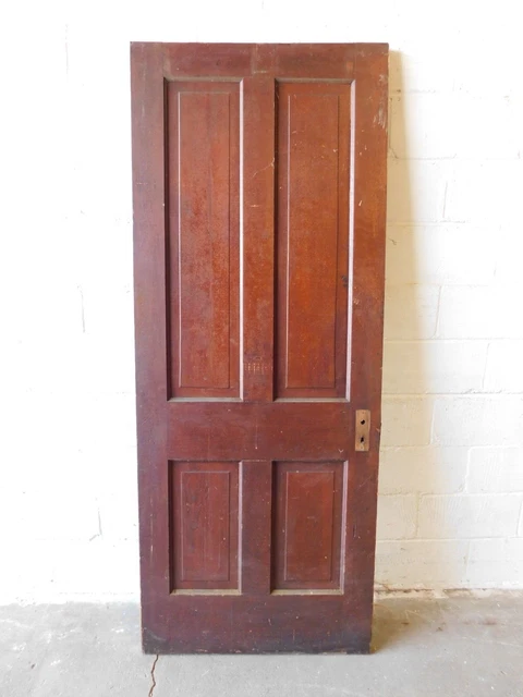1800's Antique INTERIOR DOOR Original VICTORIAN Four Raised Panel Fir ORNATE
