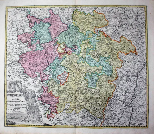 Lorraine Lothringen France Frankreich carte map Karte gravure Homann Kupferstich