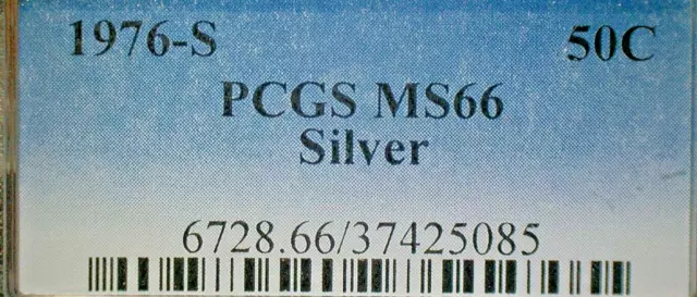 WINTER DAY SALE --U.S. 1976-S PCGS MS66 SILVER .50c COIN KM#202b