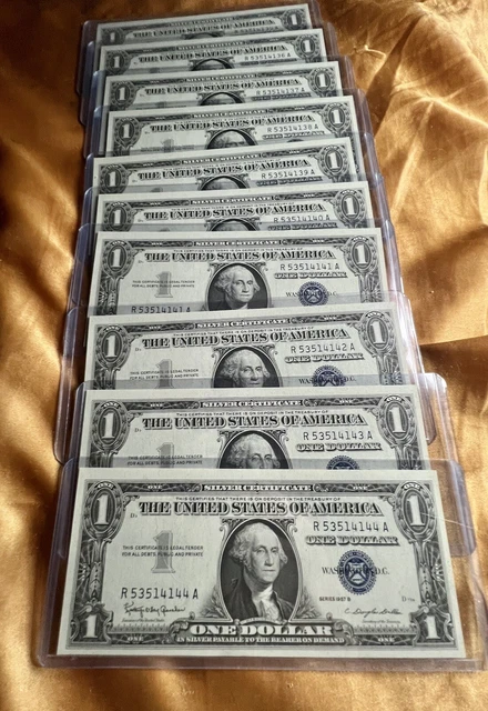 ✯ UNCIRCULATED One Dollar Blue Seal Note Silver Certificate US Bill $1 ✯ 2