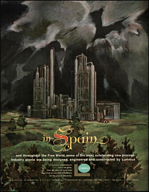 1961 Spain processing plant Lummus Co. Design engineer vintage art print ad  L18