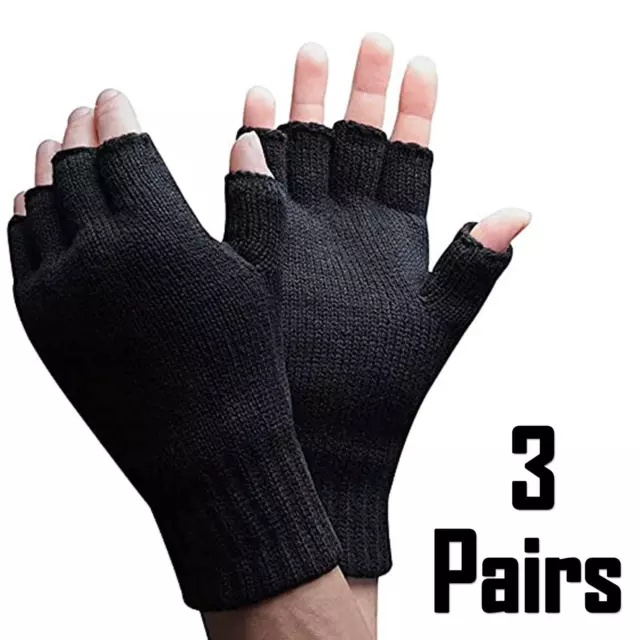 1-3PAIRS Mens Fingerless Gloves Magic Half Finger Winter Typing Thermal Glove