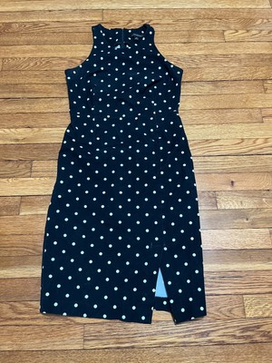 Banana Republic Sheath Dress Sleeveless Womens Sz 8 Black Polka Dot Career Party