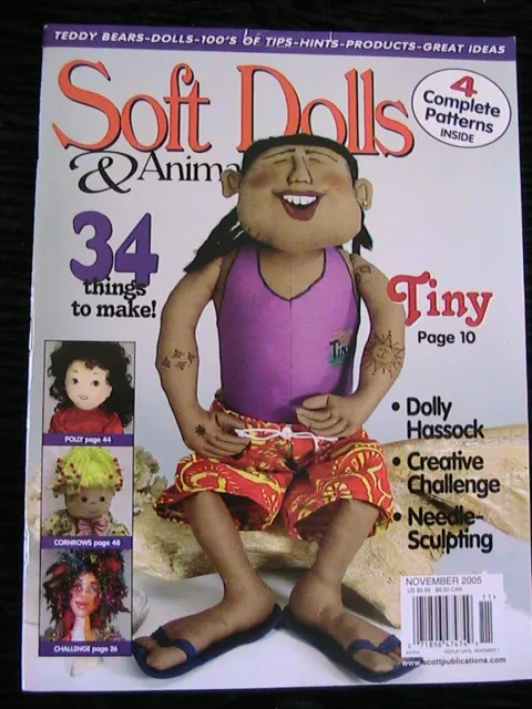 SOFT DOLLS & ANIMALS NOVEMBER 2005 doll patterns, techniques, tips, magazine