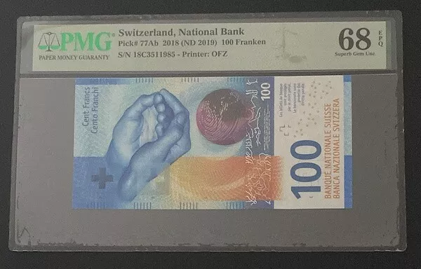 Switzerland, 100 Franken, 2019, UNC, p77Ab, PMG 68 EPQ