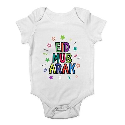 Eid Murbarak Colourful Baby Grow Vest Bodysuit Boys Girls