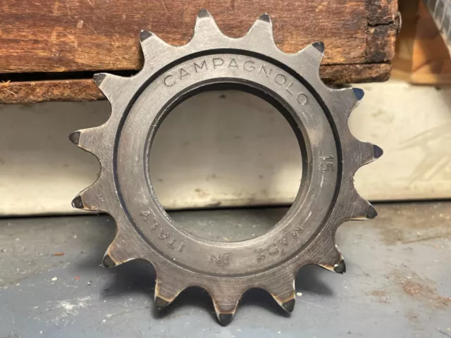 Vintage & Rare Campagnolo Alloy 15t Track / Pista Cog Black Anodized, BSA 1/8"