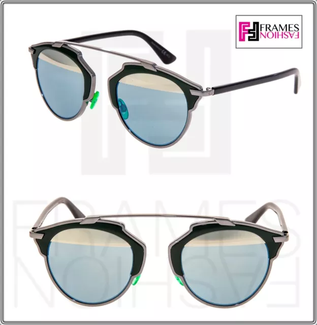 CHRISTIAN DIOR SO REAL Black Ruthenium Metal Green Mirror Sunglasses DIORSOREAL