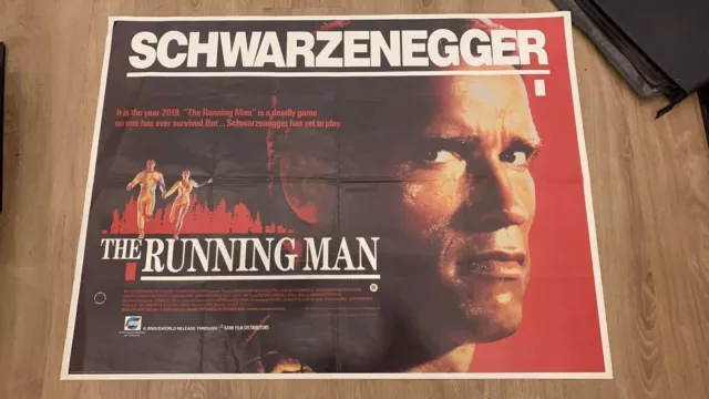 The Running Man Original UK Cinema 30x40 Quad Movie Poster. Schwarzenegger.