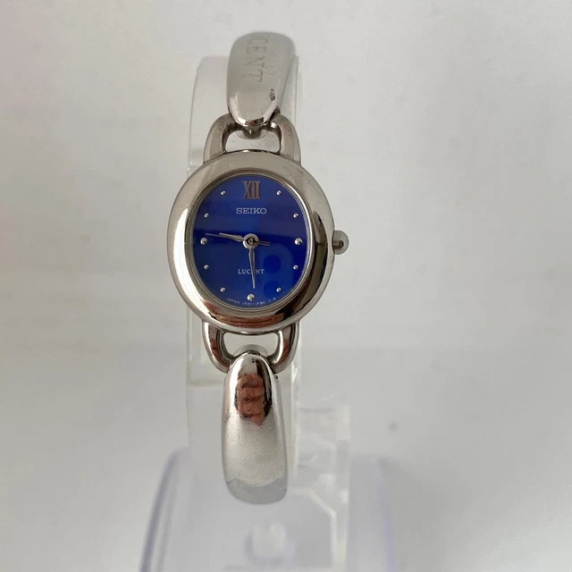 SEIKO LUCENT WATCH Blue Dial Oval Case Accessory Watch for Women