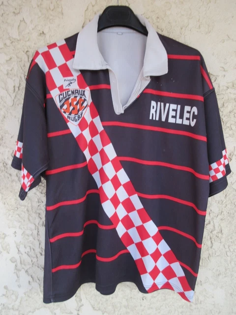Rare maillot de rugby XIII porté vintage SHEFFIELD N° 16 HAWKS Rouge