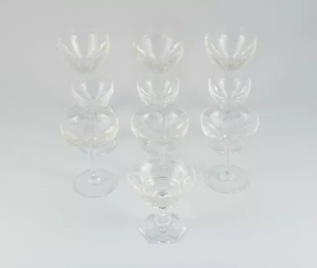 Baccarat, France, ten Art Deco crystal glasses in clear glass. 2