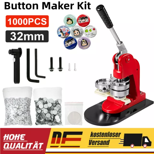 Button Maker Maschine, 32 mm Kinder DIY Geschenke Pin Maker mit 1000pcs Buttons