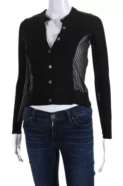 Marc by Marc Jacobs Women's Button Up Paneled Cardigan Sweater Black Size XS 2