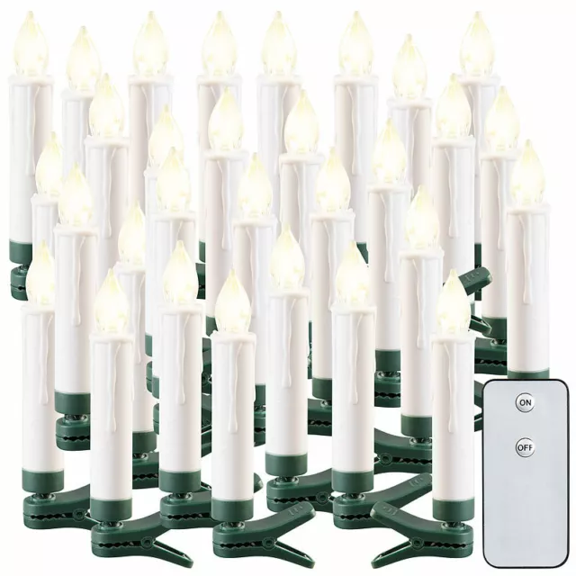 Lunartec 30er-Set LED-Outdoor-Weihnachtsbaum-Kerzen mit IR-Fernbedienung, IP44