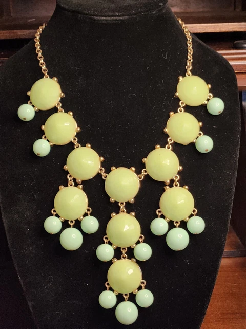 Island Passage Boutique Blue Green Stone Bubble Necklace Gold Tone Statement Bib