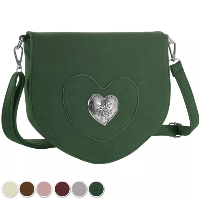 Trachten Umhängetasche Handtasche mit Herz Velours Dirndl Tasche Oktoberfest neu