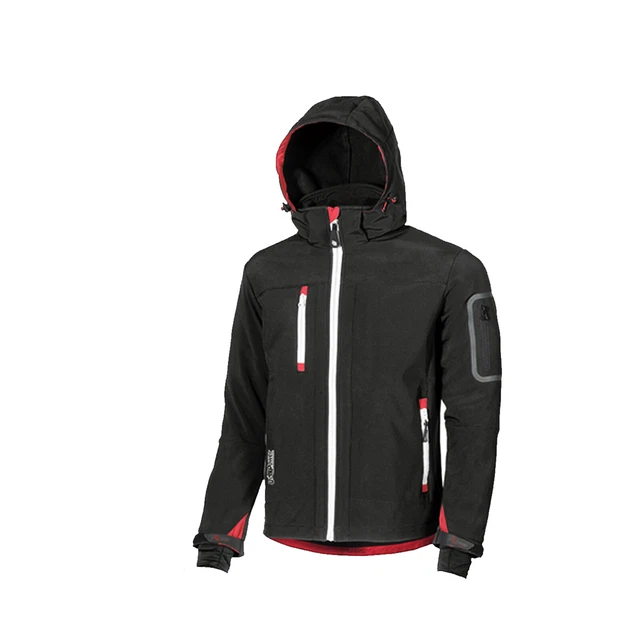GIACCA UOMO da lavoro SOFTSHELL IMPERMEABILE U POWER NERO cappuccio anti pioggia