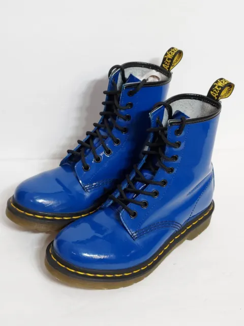 The Original Dr. Marten's Air Wair Bouncing Soles Blue Patent Leather Ankle Boot