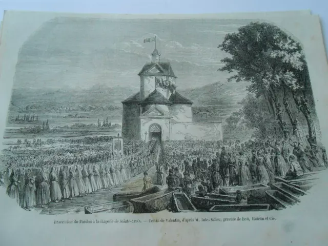 1852 engraving - Procession of forgiveness to the Chapel of the Holy Cross