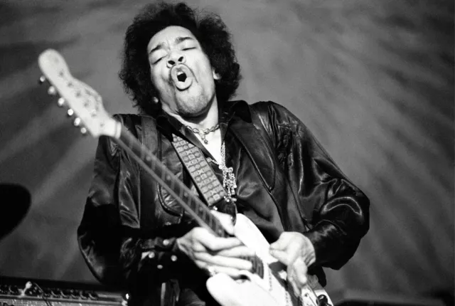 Rock Musician Jimi Hendrix Plays Guitar in San Francisco Photo 8" x 10" reprint